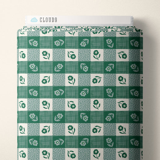 Gingham BLUE/GREEN - Happy Homestead | Cloud9 Fabrics