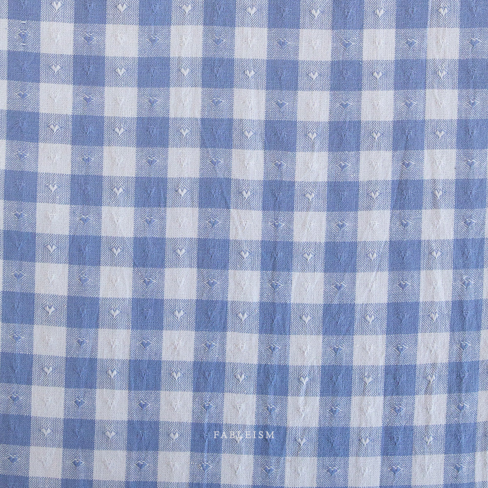 Dobby Hearts Gingham in ALICE BLUE - Queen of Hearts | Fableism