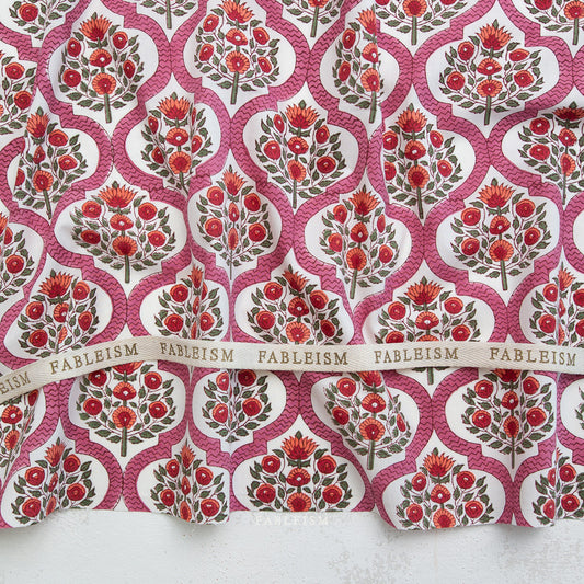 ** PREORDER ** Lattice Floral in PINK - Indian Block Prints: Cottage | Fableism
