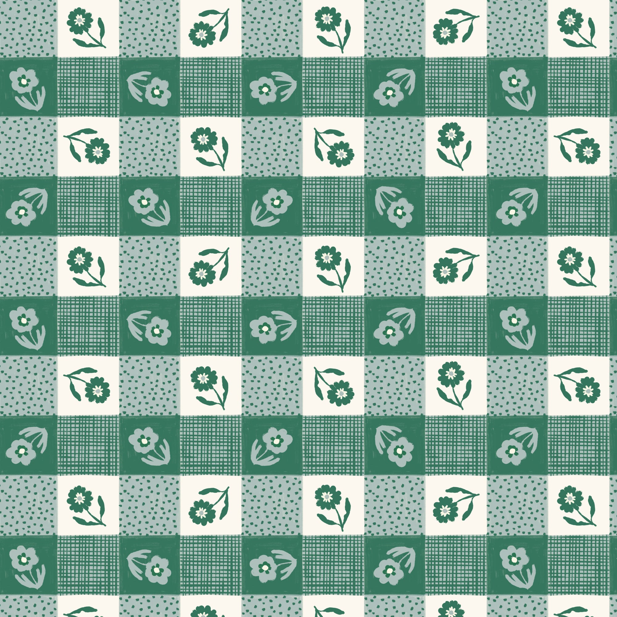 Gingham BLUE/GREEN - Happy Homestead | Cloud9 Fabrics