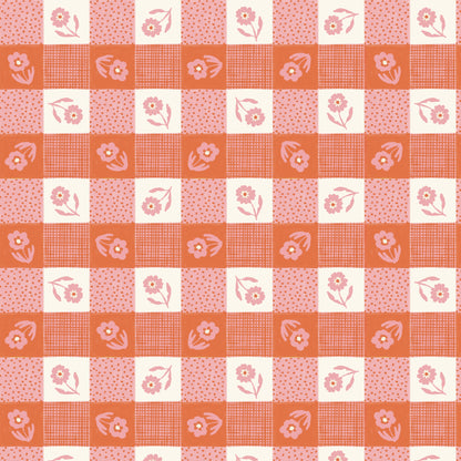 Gingham PINK/ORANGE - Happy Homestead | Cloud9 Fabrics
