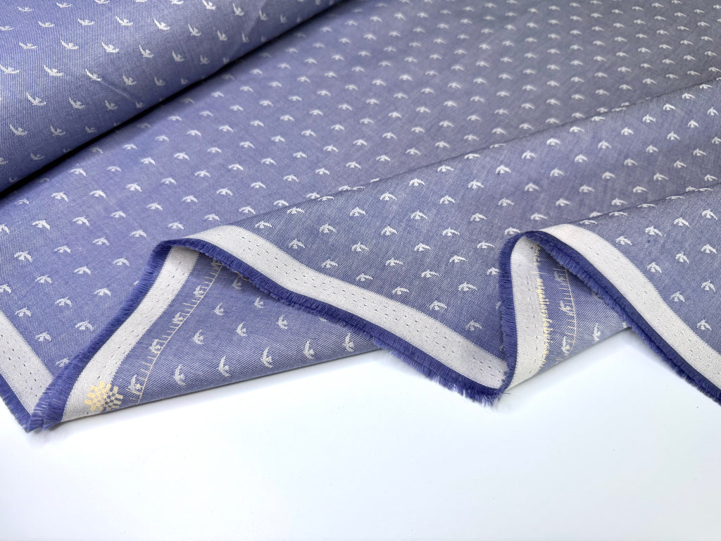 Birds in Blue Jay - Picnic Wovens by Suzy Quilts | Art Gallery Fabrics
