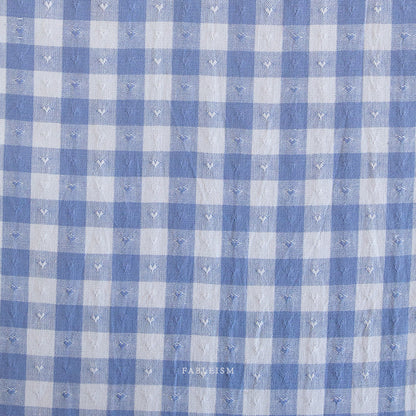 Dobby Hearts Gingham in ALICE BLUE - Queen of Hearts | Fableism
