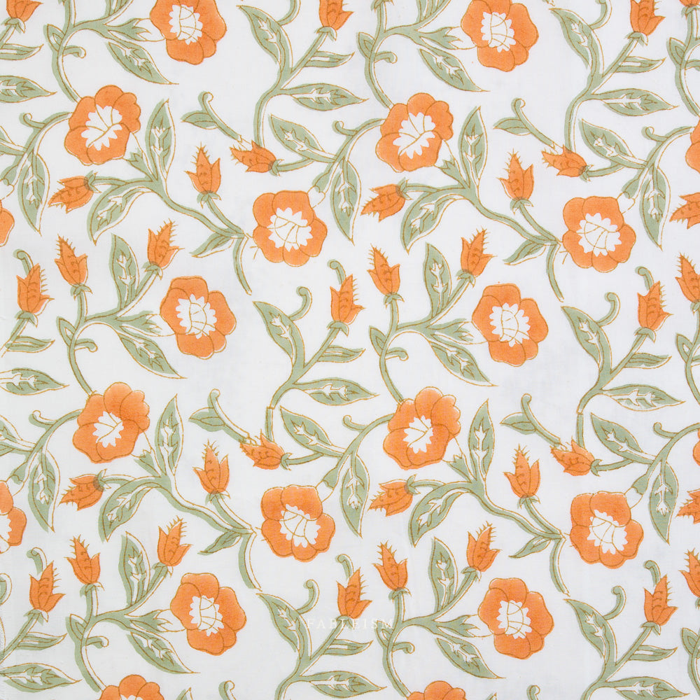 Trumpet Vines in SAGE - Indian Block Prints: Cottage | Fableism