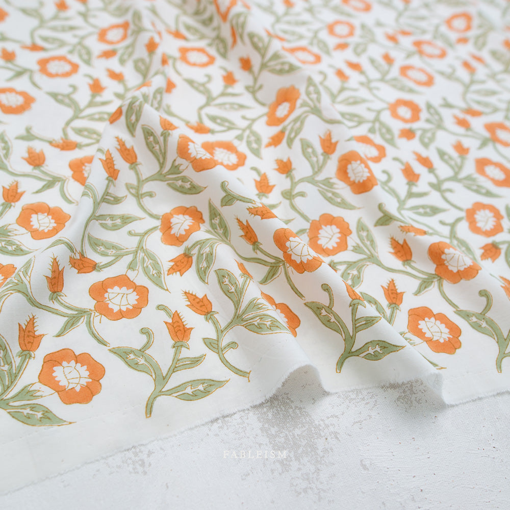 Trumpet Vines in SAGE - Indian Block Prints: Cottage | Fableism
