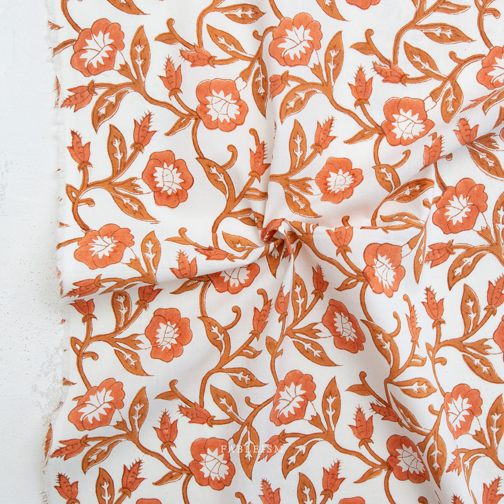 ** PREORDER **  Trumpet Vines in SIENNA - Indian Block Prints: Cottage | Fableism