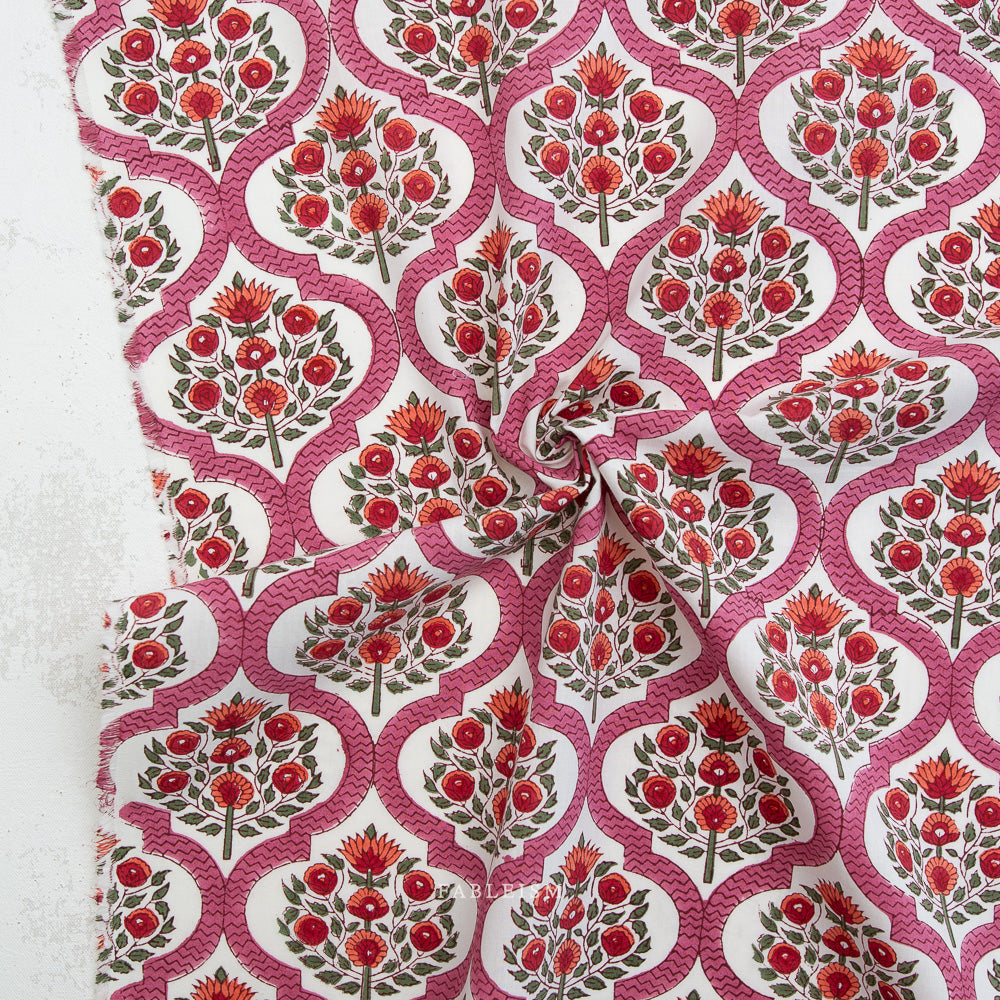 Lattice Floral in PINK - Indian Block Prints: Cottage | Fableism