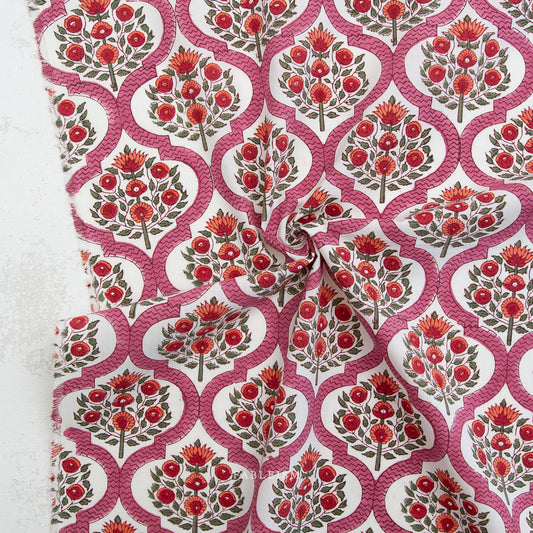 ** PREORDER **  Lattice Floral in PINK - Indian Block Prints: Cottage | Fableism