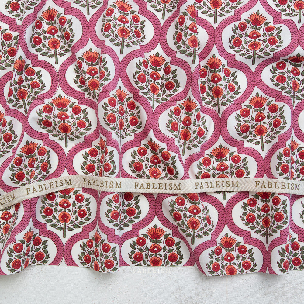 Lattice Floral in PINK - Indian Block Prints: Cottage | Fableism