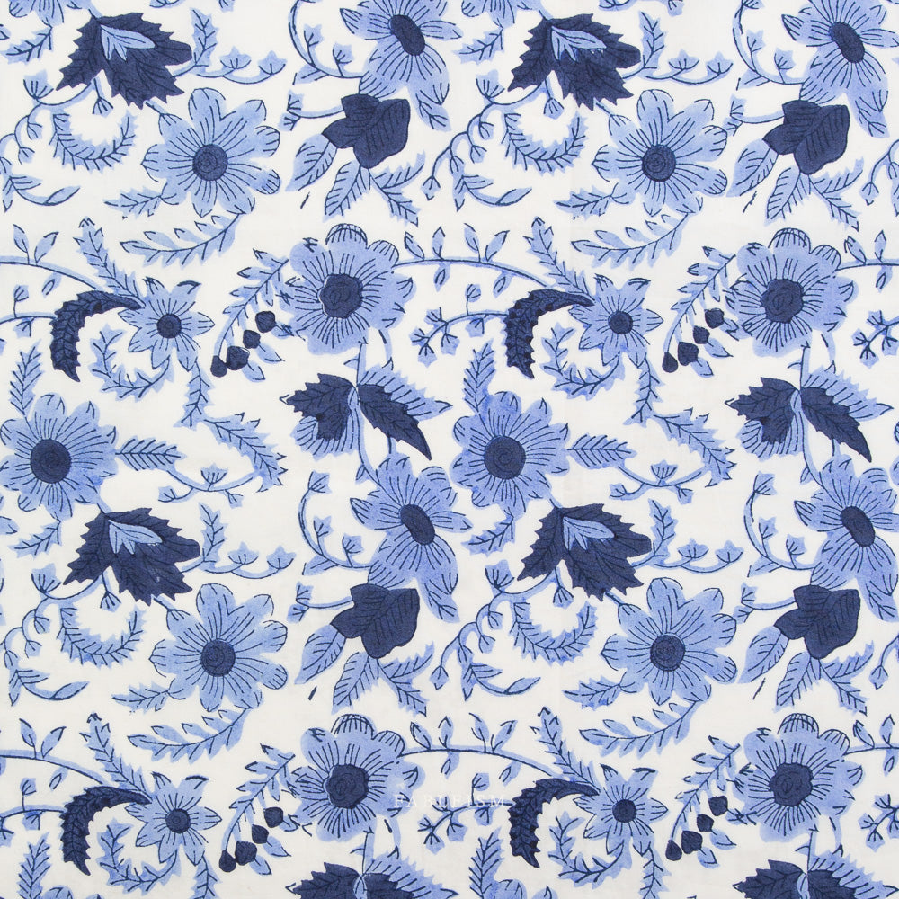 Country Floral in BLUE - Indian Block Prints: Cottage | Fableism