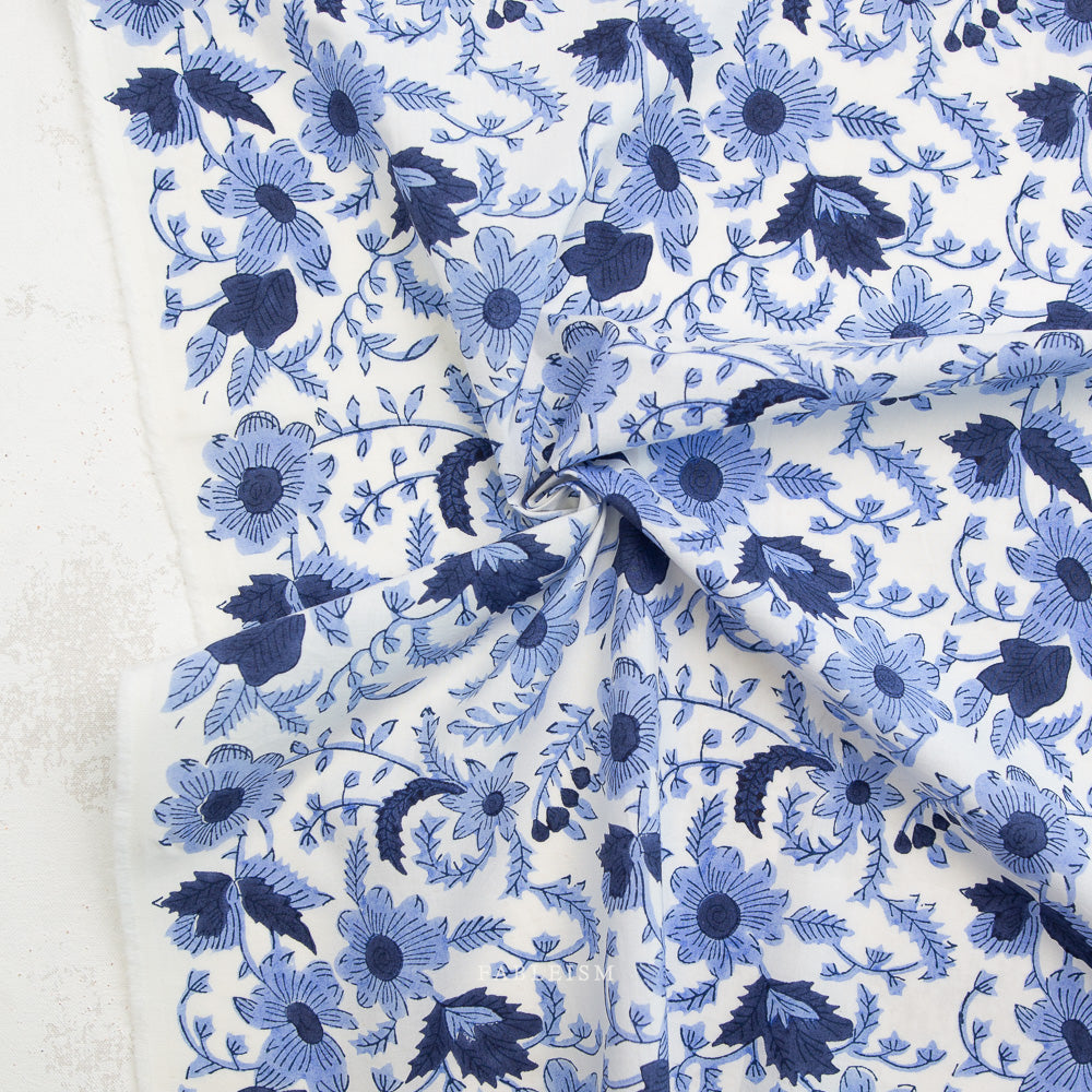 Country Floral in BLUE - Indian Block Prints: Cottage | Fableism