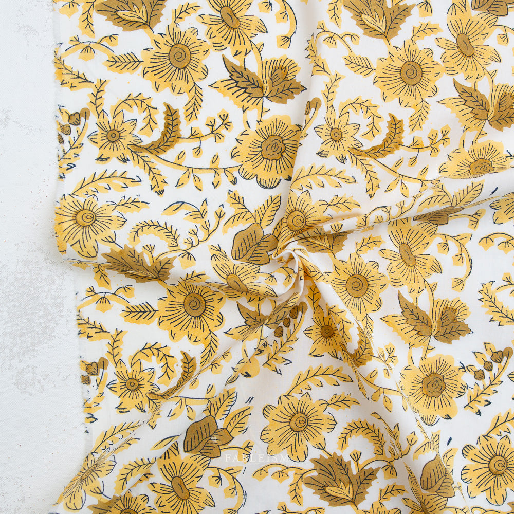 Country Floral in YELLOW - Indian Block Prints: Cottage | Fableism