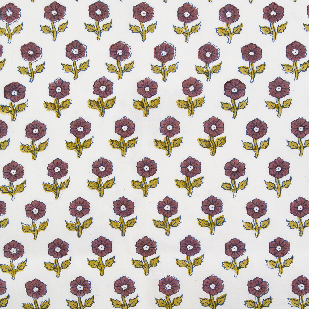 Flowerling in EGGPLANT - Indian Block Prints: Cottage | Fableism