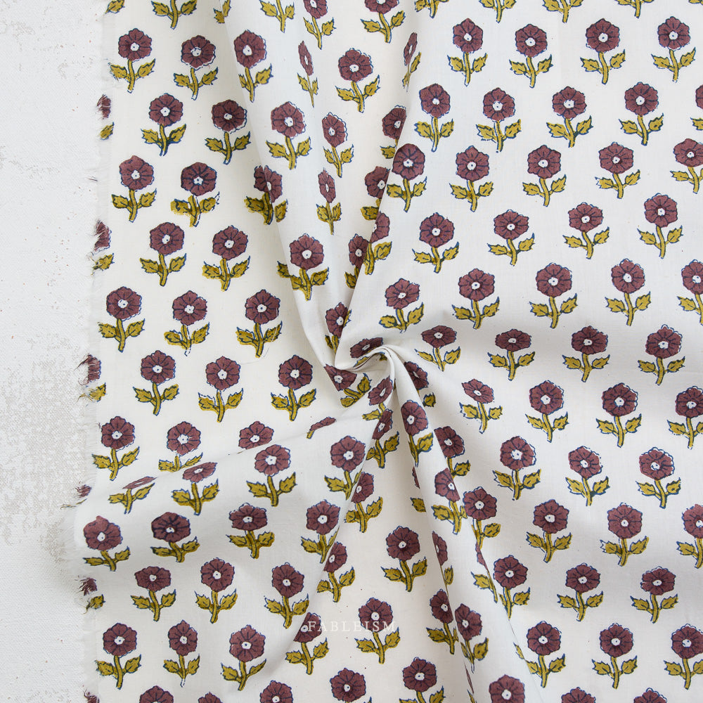 Flowerling in EGGPLANT - Indian Block Prints: Cottage | Fableism