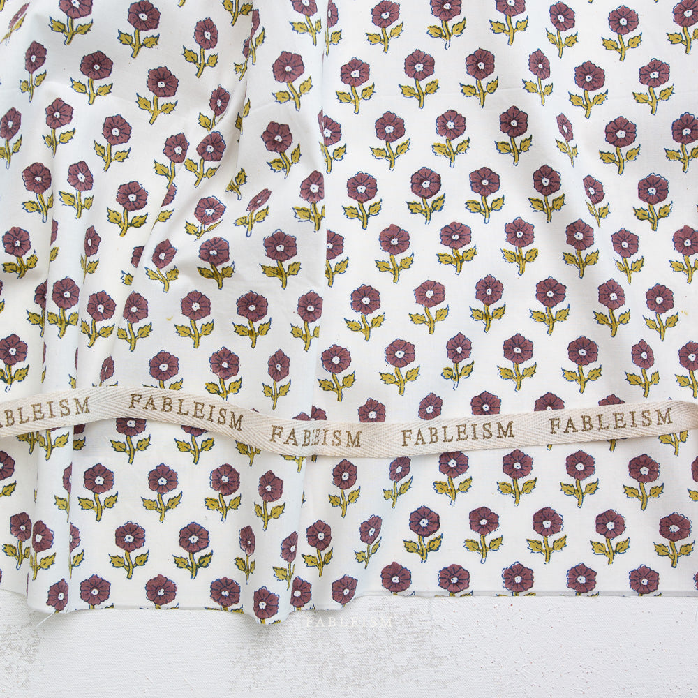 Flowerling in EGGPLANT - Indian Block Prints: Cottage | Fableism